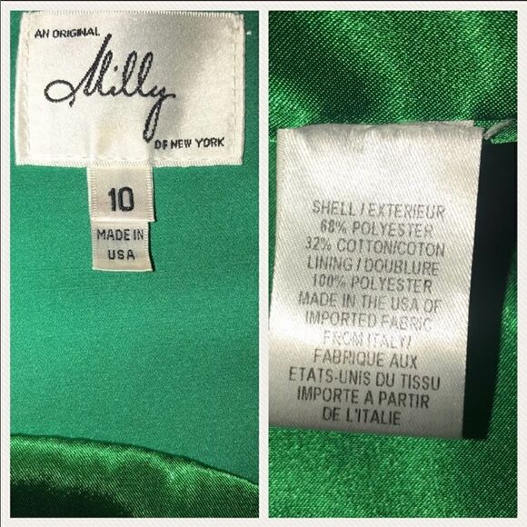 Milly Saxon Satin Taffeta Structeed Panel Mini Emerald Green - Picture 4 of 4